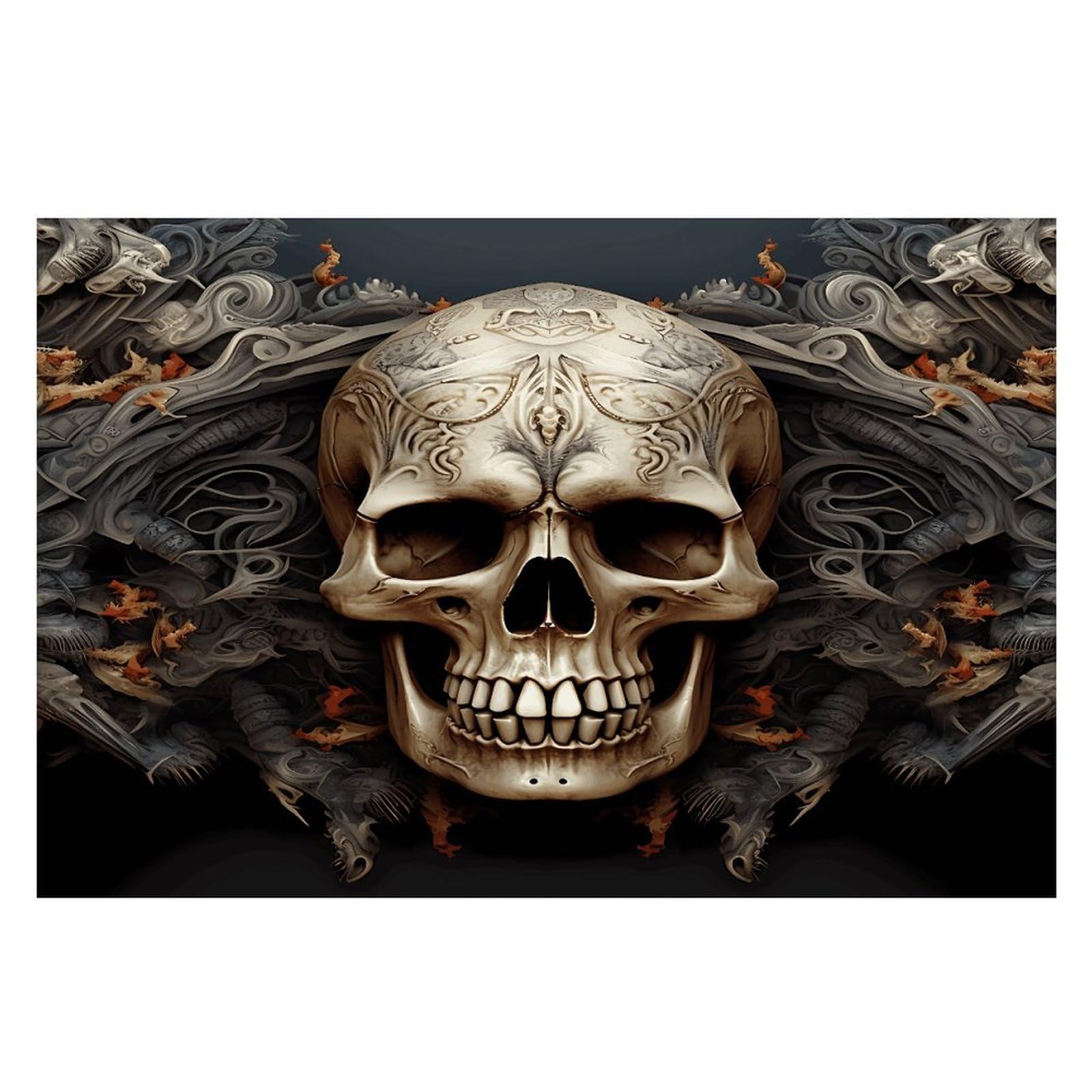 Skulls Placemats Non-Slip Heat Resistant Table Mats Flax Washable Cloth Place Mats Easy to Clean Premium Placemat for Kitchen Dining Table Decor Party Outdoor