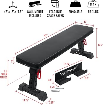 Valor Fitness Flat Weight Benches- Flat Weight Benches with High Density Padding and Solid Steel Frame - Home Gym Equipment