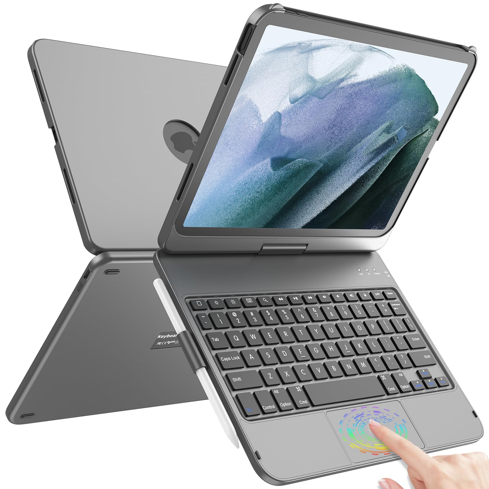TQQ Touch iPad 10th Generation Case with Keyboard (10.9