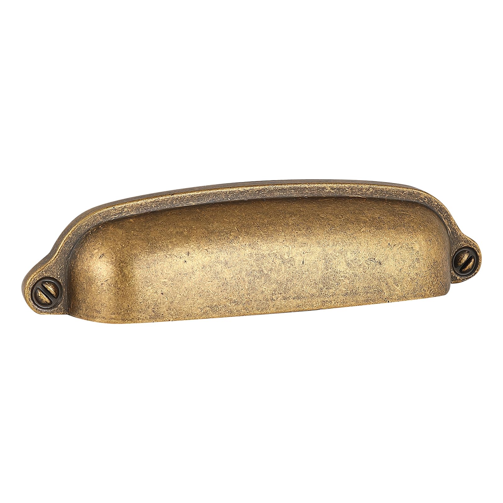 HARPOON 10 Pack Bin Cup Handle Pulls,Vintage Drawer Pulls,Cabinet Hardware,Shell Handle,3.78 Inch Antique Brass Brown