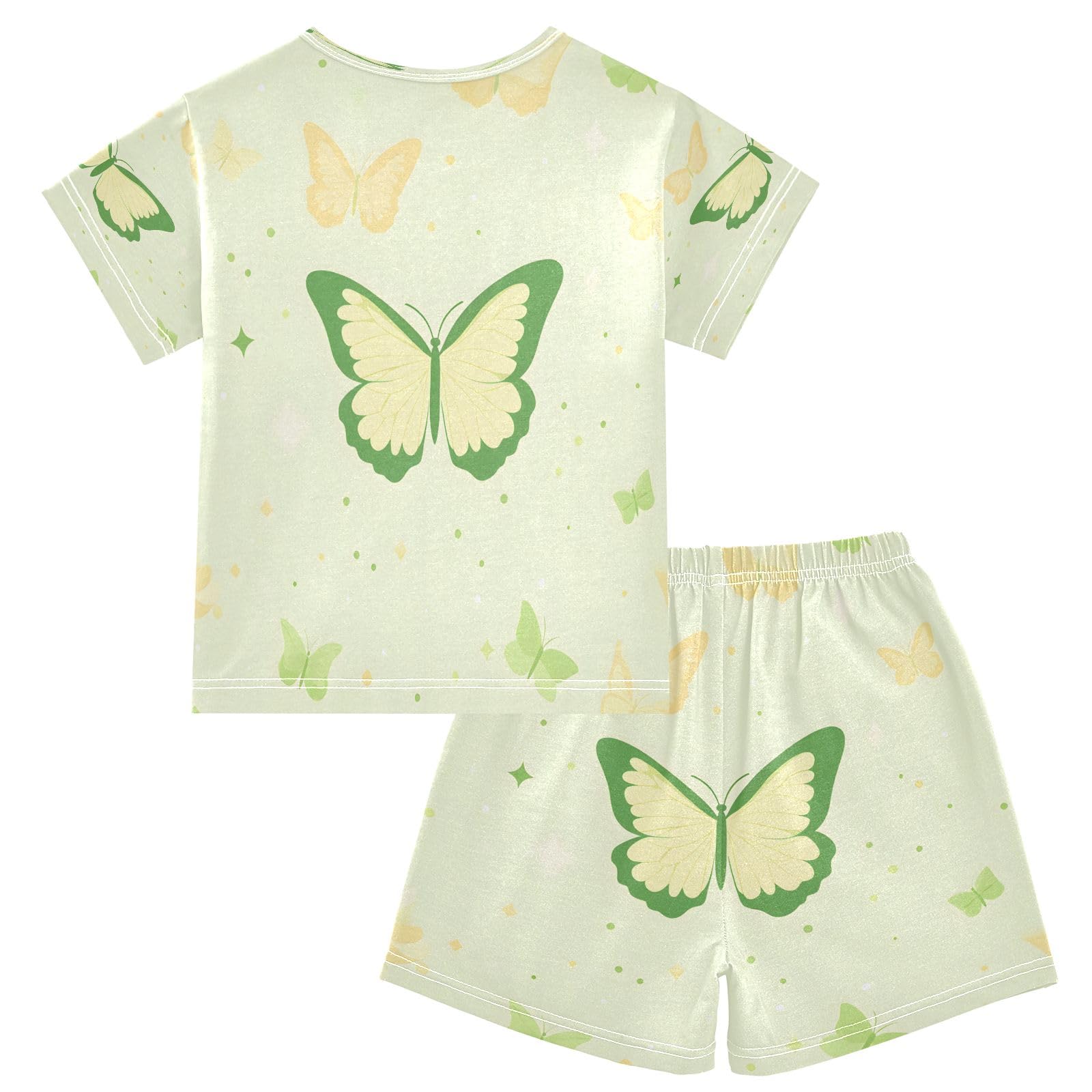 senya Butterflies White Green 1 Summer Pajamas Set Short Cotton Sleepwear 2 Piece