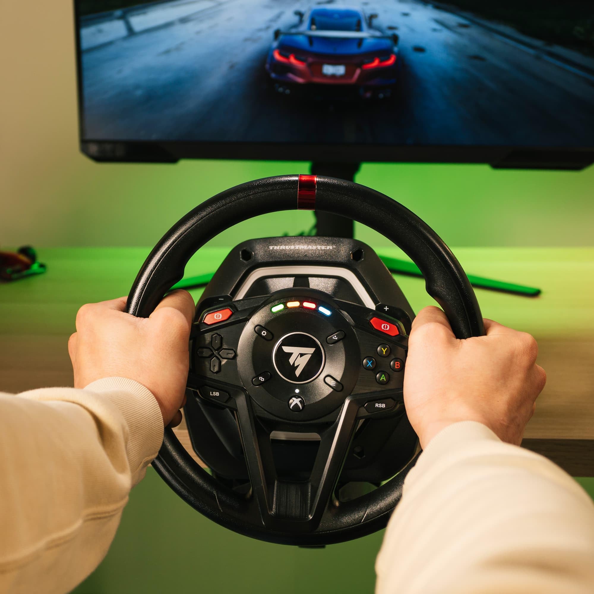 Thrustmaster T128 Kabelgebundenes Lenkrad Dynamisches Force Feedback Rennlenkrad-Set Magnetische Pedale Kompatibel Xbox Series X|S Xbox One PC Schwarz