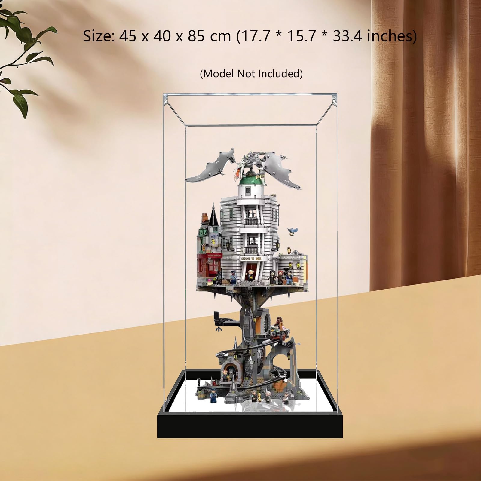 Akrylowa witryna kompatybilna z modelem Lego 76417 Gringotts Wizarding Bank, pyłoszczelne, przezroczyste pudełko do przechowywania, pudełko ekspozycyjne kompatybilne z 76417 (model nie jest dołączony