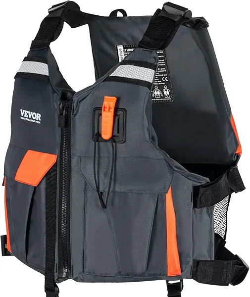 VEVOR Life Vest for Watersports (PFD), Life Jacket with Waterproof Nylon & 80N Buoyancy, Life Vest/Jacket for Any Water Activity-Fishing, Kayaking, Surfing and More, Men and Women