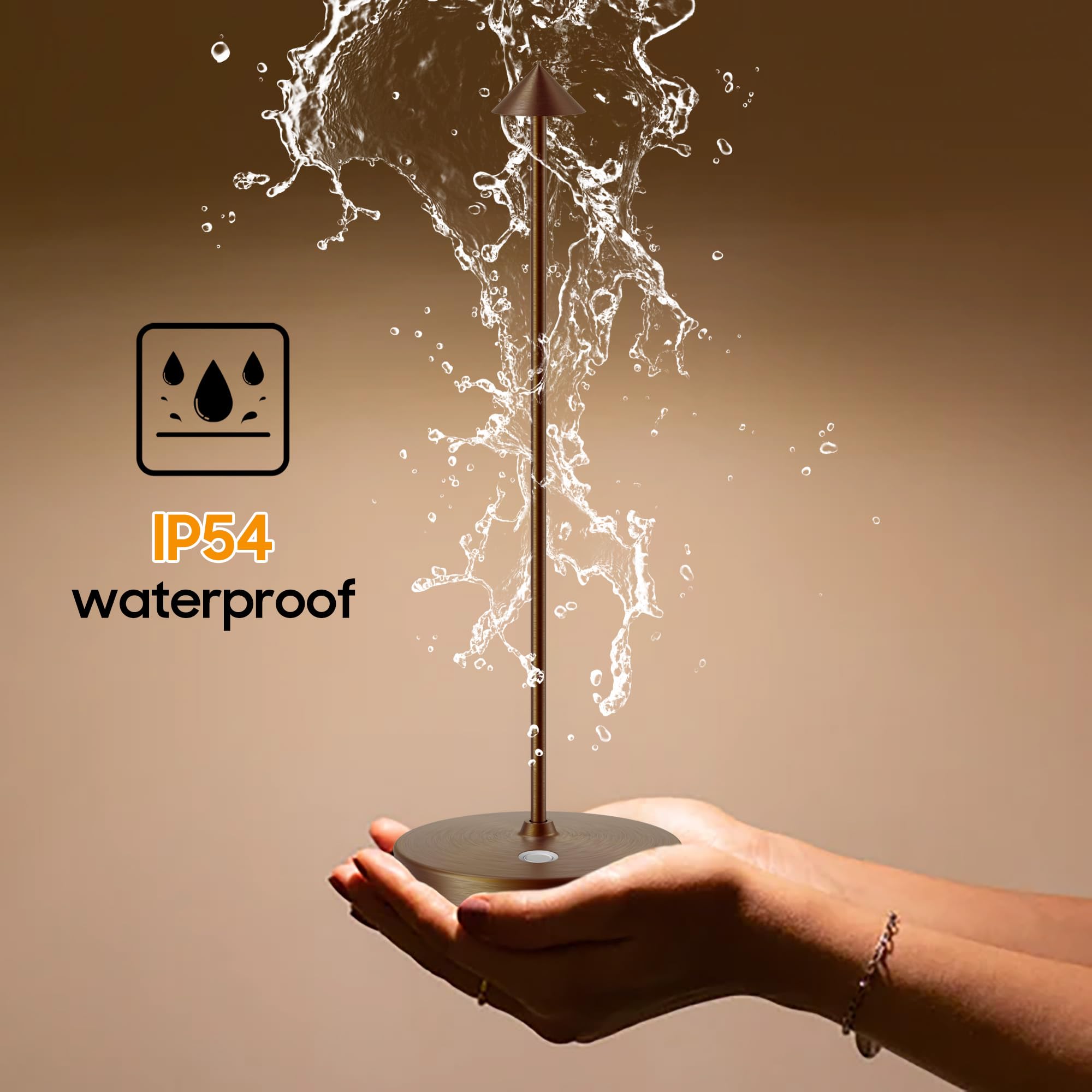 SAKRINGT Paquete de 2 lámparas de mesa inalámbricas recargables, 6000 mAh, funciona con pilas, impermeable, atenuación continua, moderna, portátil, luz de mesa LED para restaurante, comedor, patio al