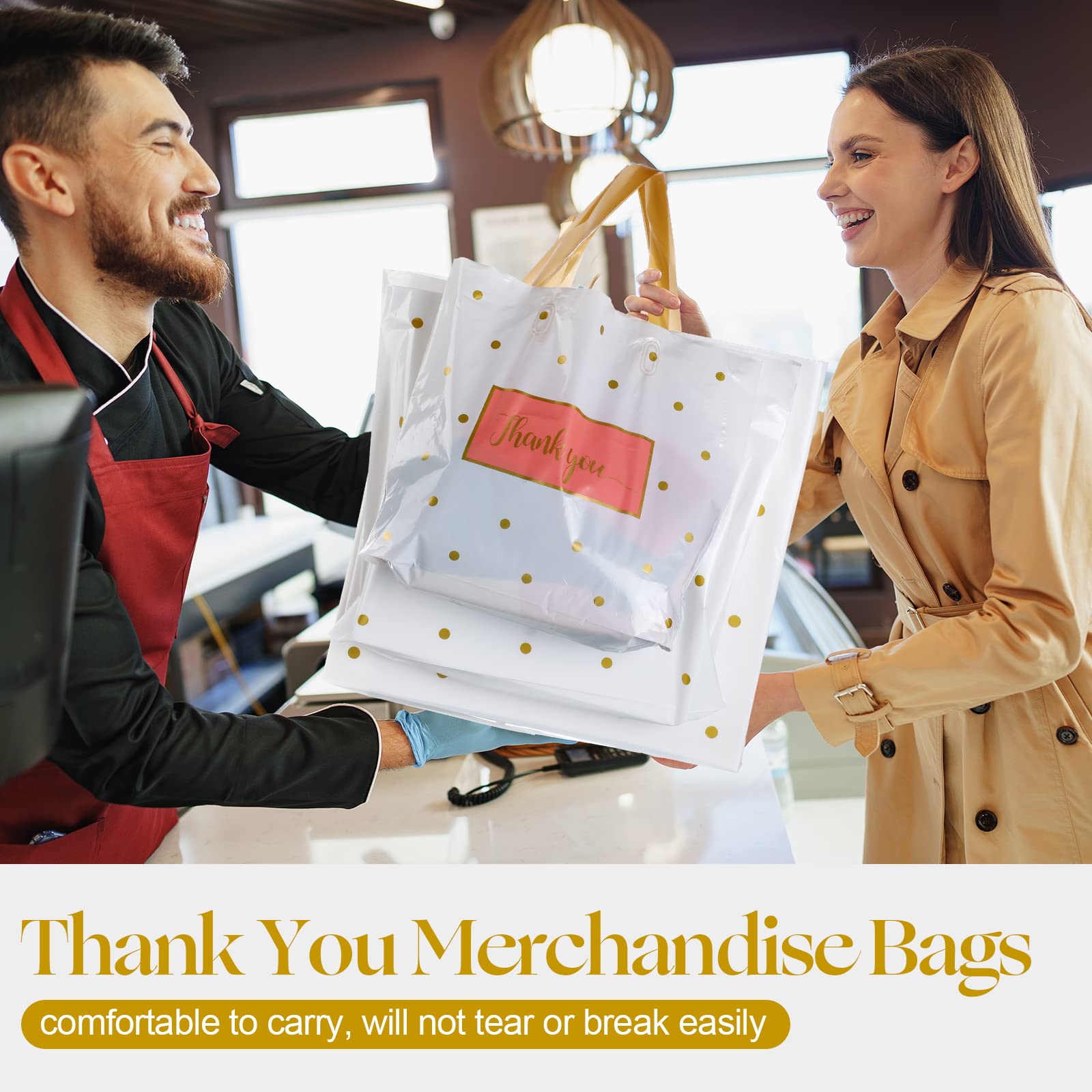 HOIXWEET Thank You Bags - Bulk Plastic Shopping Bags, Extra Thick, Loop - View #9