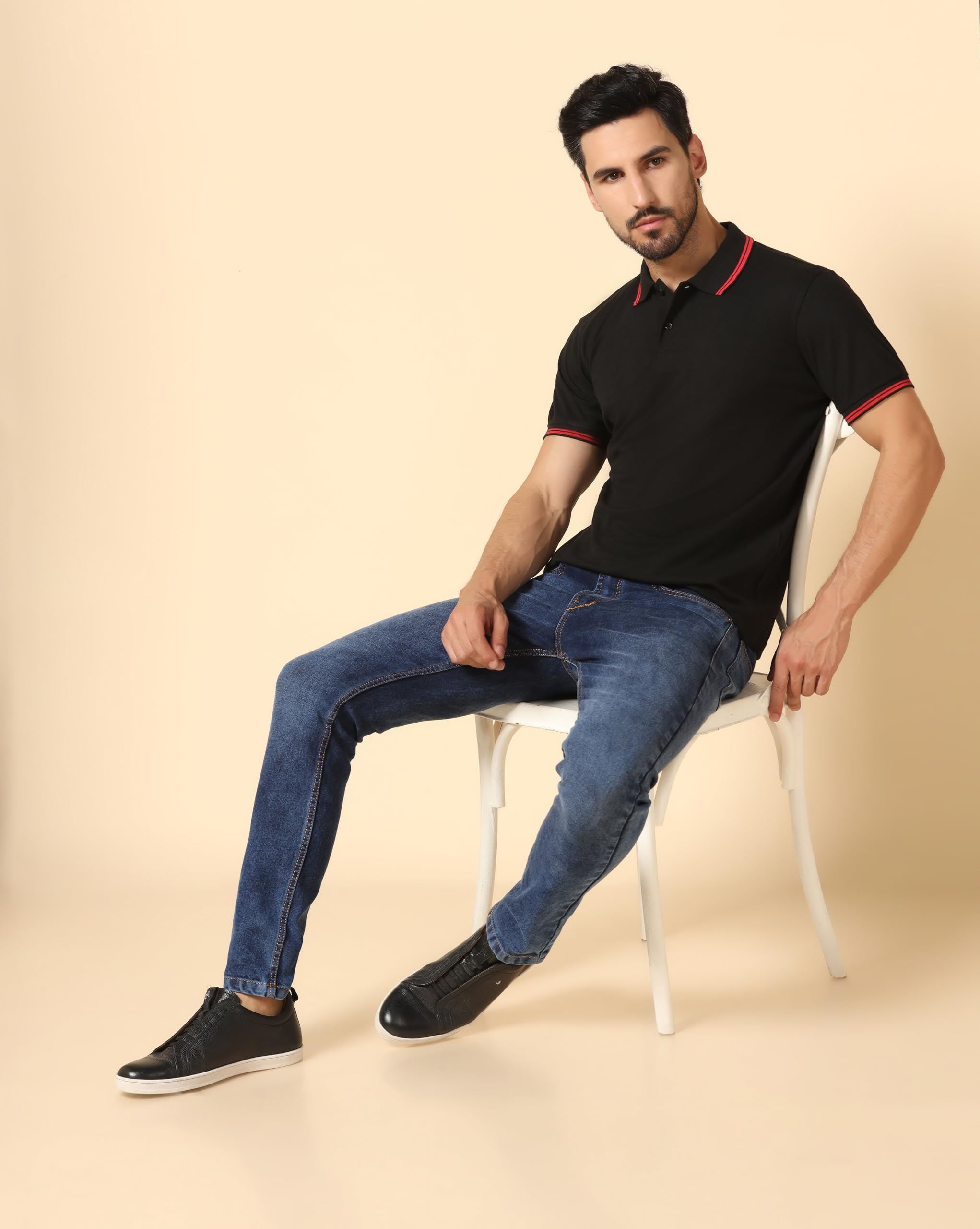 INKKR Polo da uomo a mezza manica con colletto solido