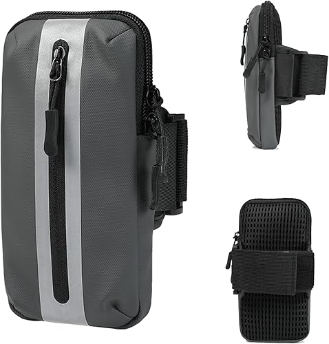 Miniatura 12 de Soporte para teléfono, bandas de brazo para entrenamiento, uso para correr, caminar, senderismo y ciclismo (blanco grisáceo) Blanco