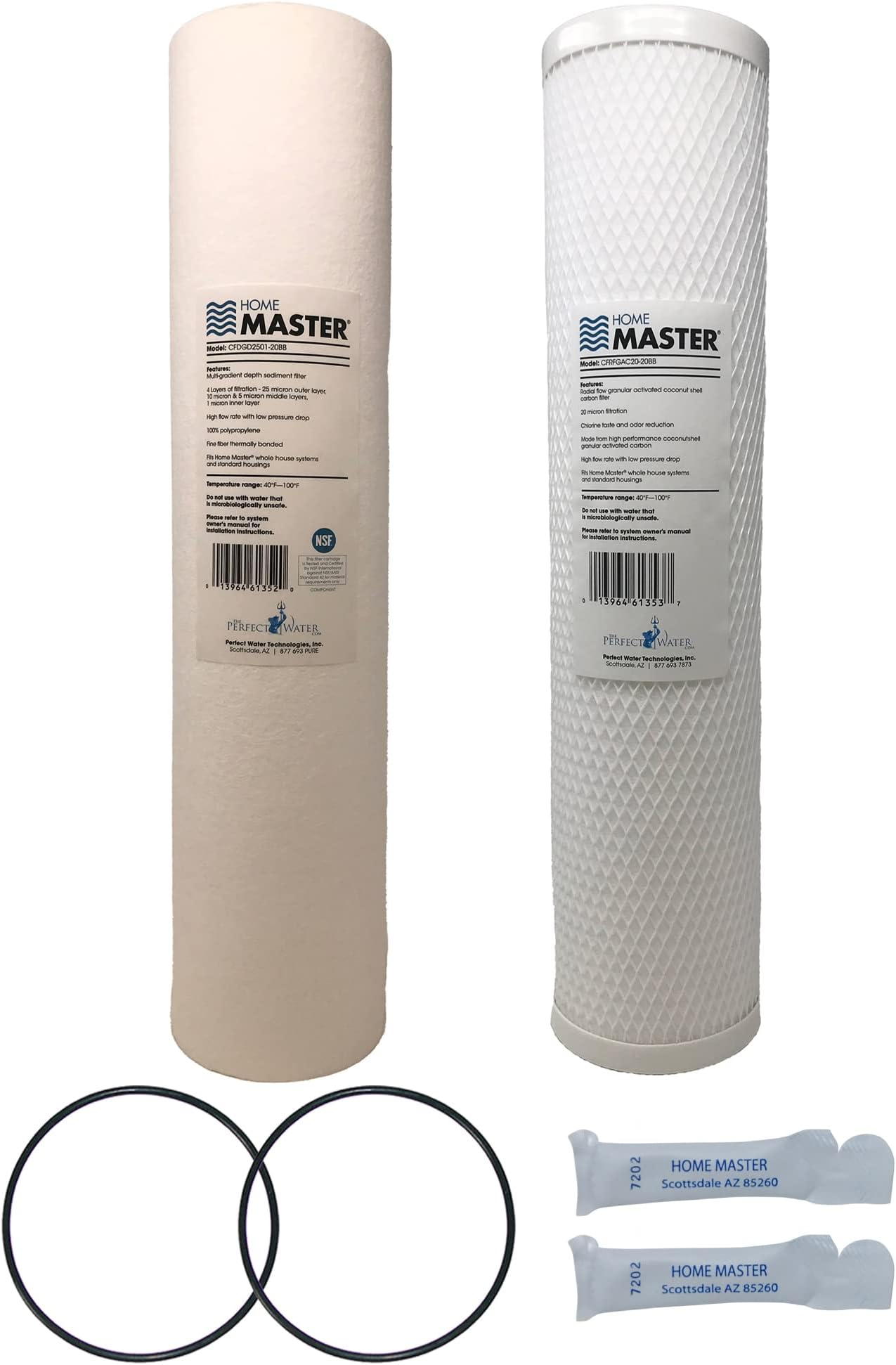 Home MasterReplacement Filter Set CsetBB2SmgC Whole House Sediment & Carbon, 2 orings & Grease Pieces
