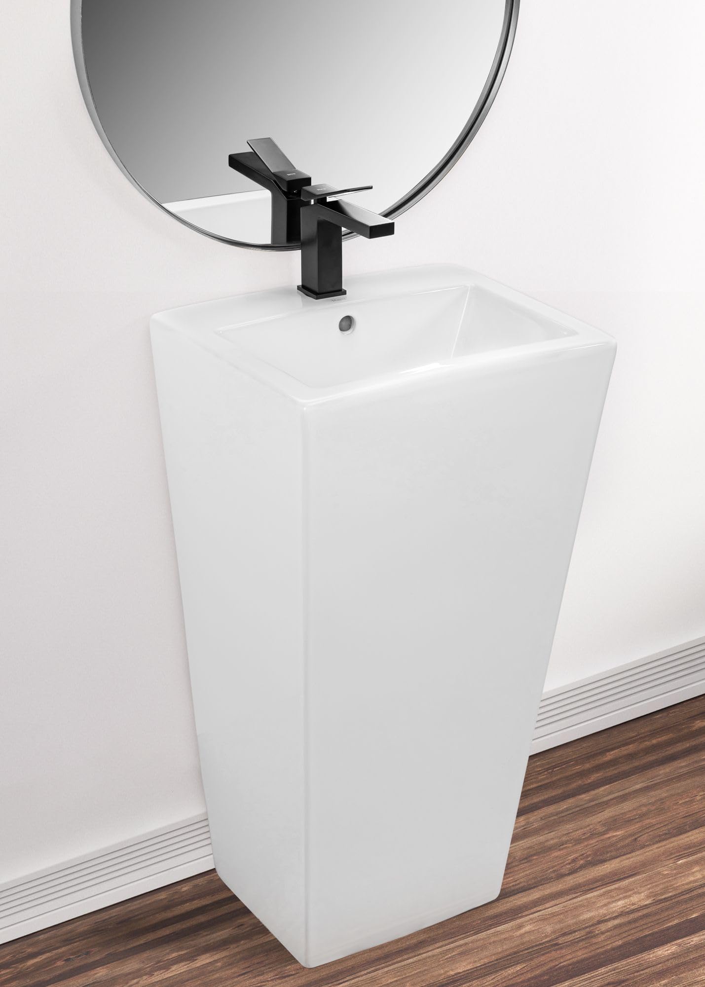 REA DARIA VASQUE AUTOPORTANTE SQUARE BLANC LAVABO SUR PIED EN CÉRAMIQUE