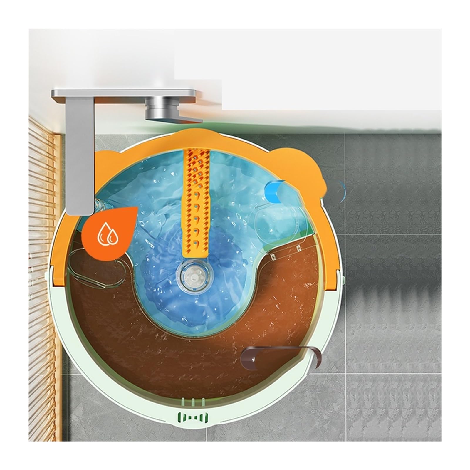 Trapeadores con cubo, baldosas absorbentes de agua y polvo, herramienta de limpieza multifuncional Compatible con cabezales reemplazables for sala de estar del hogar