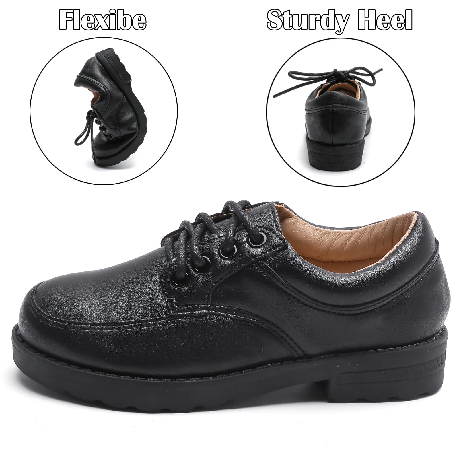 WUIWUIYU Garçons Chaussures habillées à Lacets Derby Chaussures de Bal de Mariage Formelles