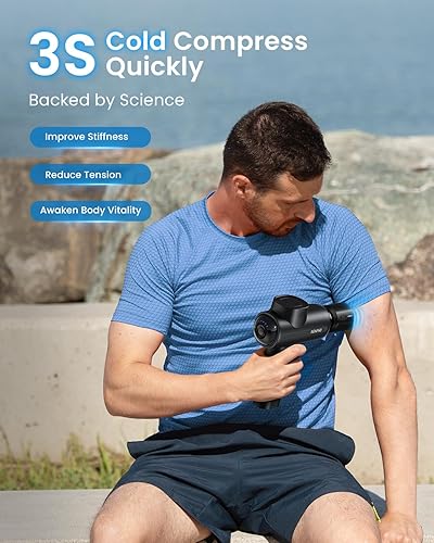 Miniatura 5 de RENPHO Pistola de masaje de tejido profundo con soporte de carga, masajeador de espalda con calor y cabeza fría, masajeador muscular corporal de