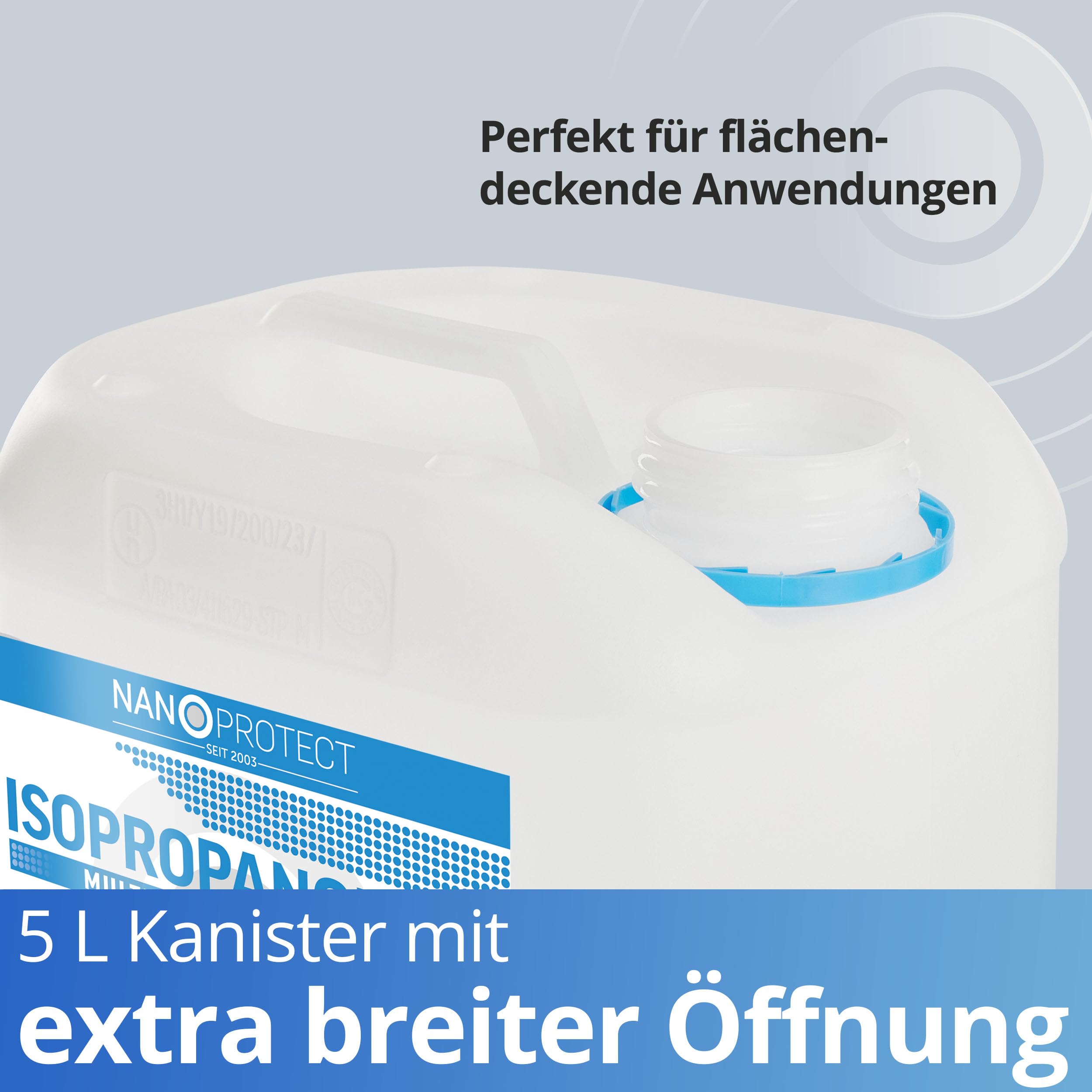 Nanoprotect Isopropanol 99,9% | 5 Liter Reiniger | Hochprozentiger Isopropylalkohol | IPA Reinigungsalkohol für Haushalt und Elektronik | Made in Germany