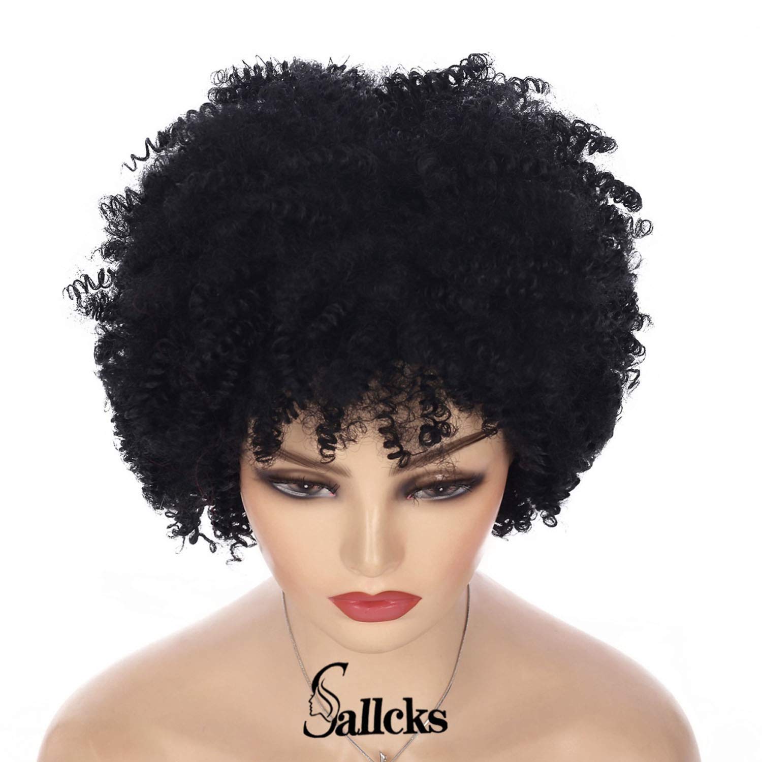 Amazon.com: Sallcks Short Black Kinky Afro Wig for Black 
