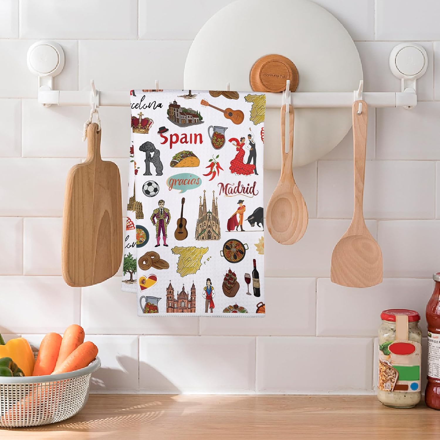 WSNANG Spain Kitchen Towel Spain Trip Lover Gift Spain Souvenir Gift Spain Housewarming Gift Tea Towel (Spain Towel2) - Image 3