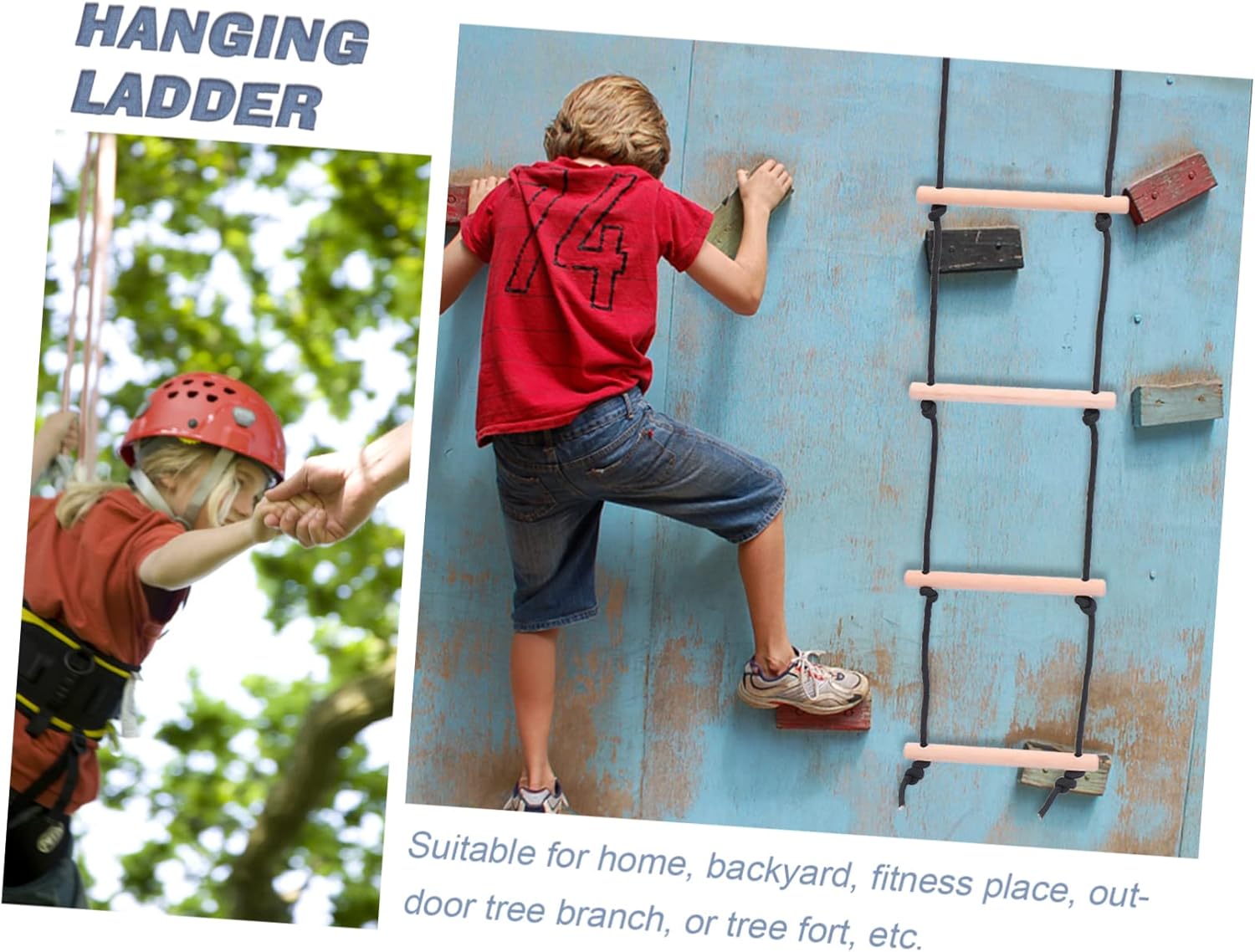 Toyvian Boy Girl Wooden Climbing Ladder Toy for Outdoor Recreation Rope Ladder for Backyard Fun Promotes Climbing Skills and Parent-boy Girl Bonding Safe and Sturdy Design for Boys and