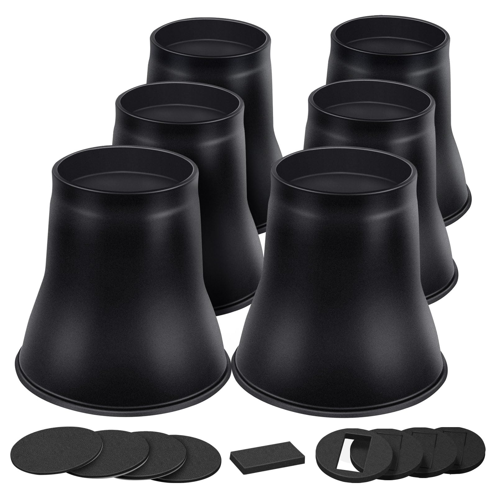 Bed Risers 6 Inch Heavy Duty, Round Furniture Risers for Bed Desk Table Sofa Couch，Bed Lifts Risers, Support up to 6000 Lbs(6 Pack Black)