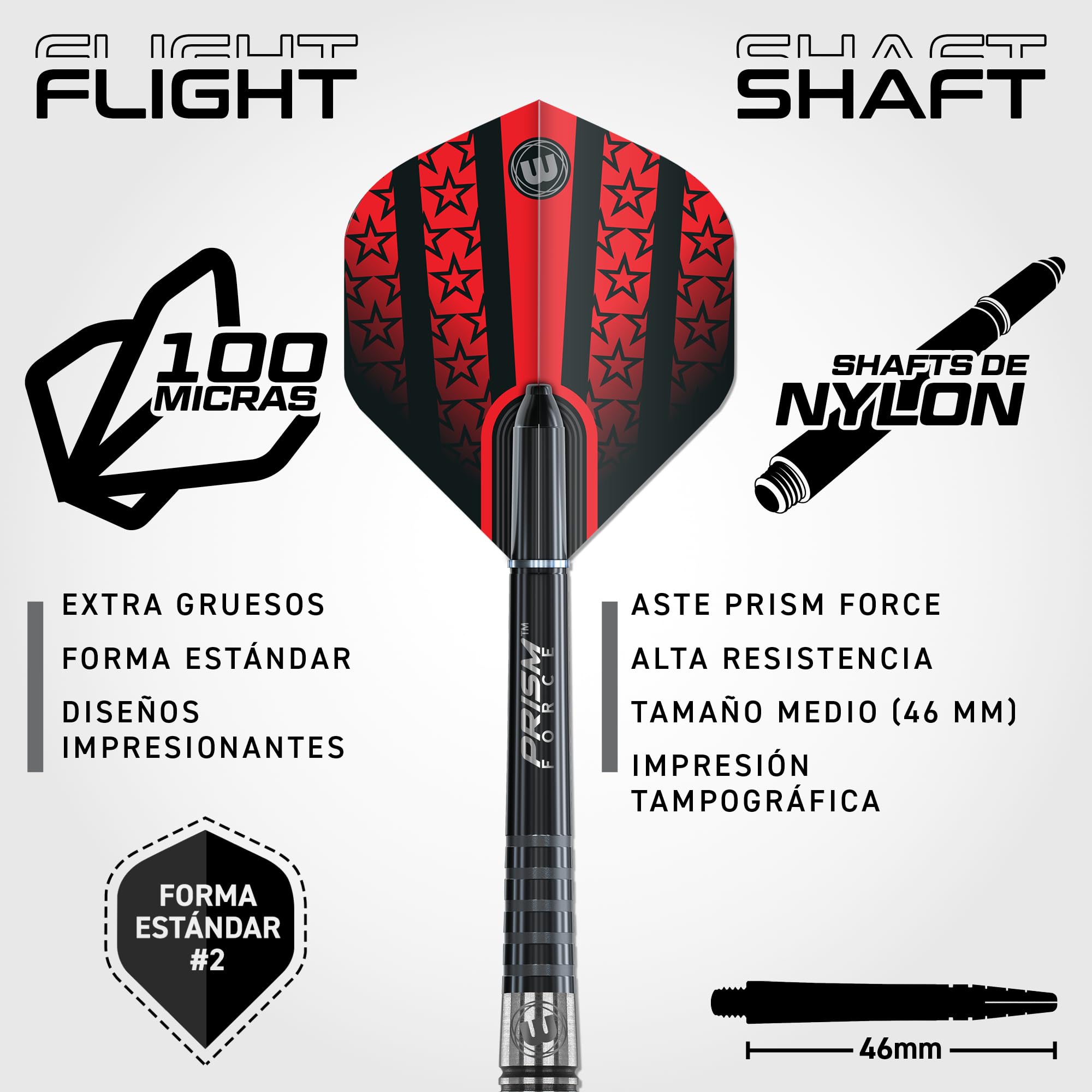 WINMAU Joe Cullen 22 Gramos Softip Dardos de tungsteno con vuelos y Ejes