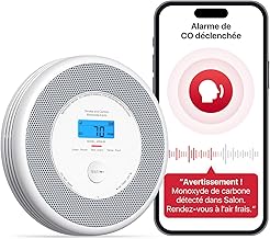 X-Sense Détecteur de Fumée et de Monoxyde de Carbone Connecté avec Fonction d’Alerte Vocale en Français, Détecteur de Fumée Wi-FI Compatible avec X-Sense Home Security App, XP0A-iR, Lot de 1