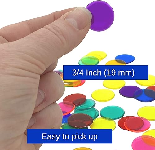 Miniatura 2 de MR CHIPS Fichas de bingo de plástico para juegos de bingo, bolsa de 300 unidades, fichas de conteo de colores sólidos y transparentes, amarillo