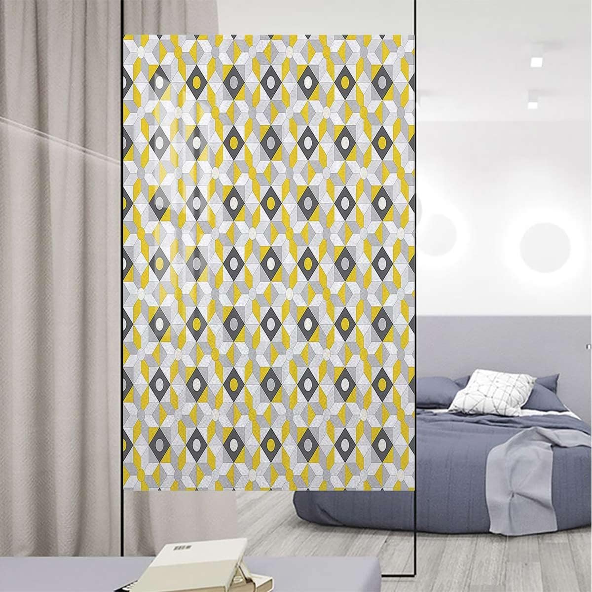 Charcoal Grey and Marigold Privacy Window Film Frosted