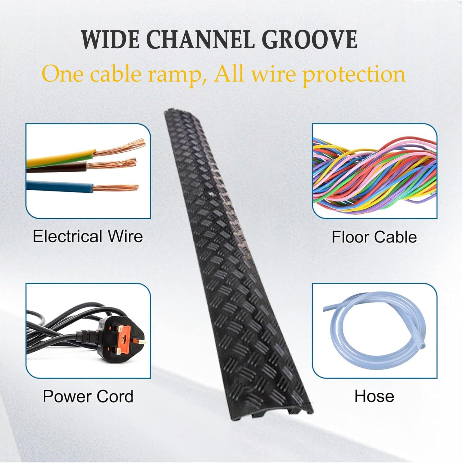 Protector de suelo para cubierta de cable, rampa de plástico para ocultar cables, protector de cable duradero y flexible para un espacio seguro y organizado