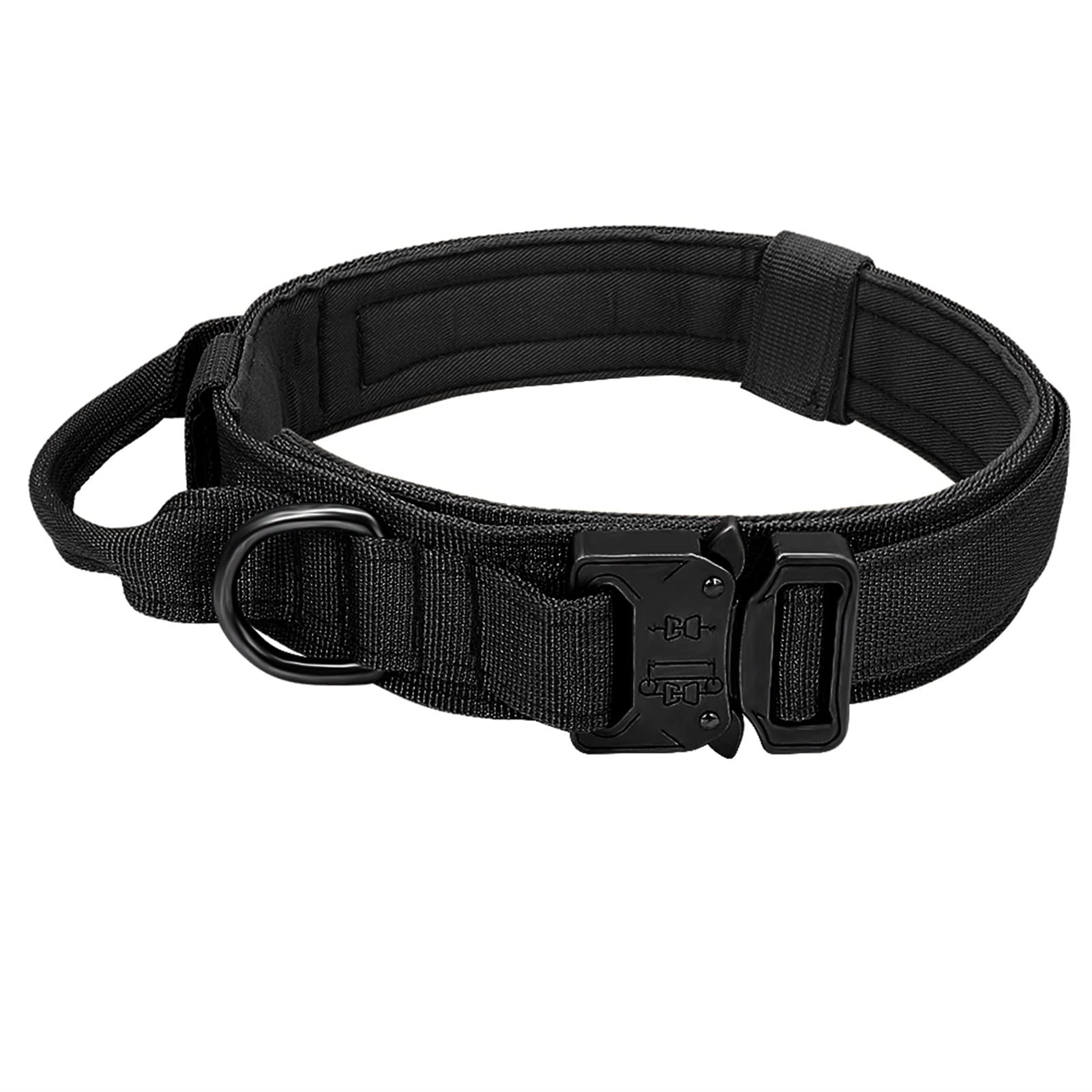 Laisse de chien élastique et collier tactique noir pour randonnées avec grands chiens