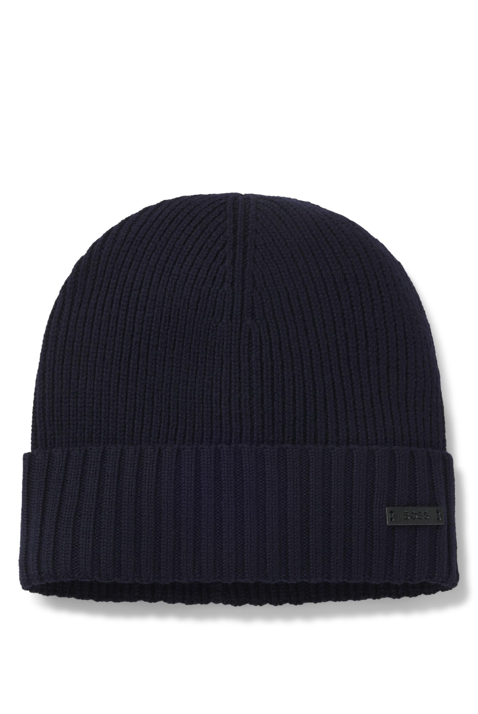 BOSS Mens Fati Logo-Label Beanie hat in Virgin Wool