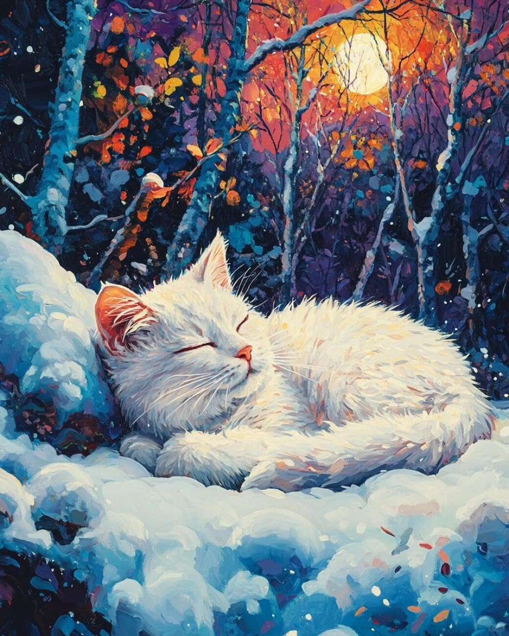 Henypt Cross Stitch Kits Cat Oil Painting Animal DIY Needlepoint Set for Beginners The Elderly with Accessories Home & Leisure/Gifts 14CT 40x50cm