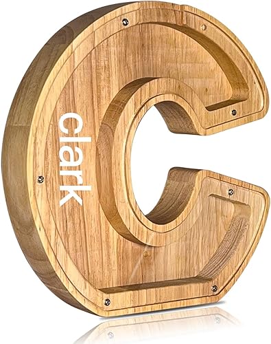 ALBK - Alcancía personalizada para niños, alcancía con letras del alfabeto personalizadas, letras de madera de la A a la Z, juguetes de aprendizaje
