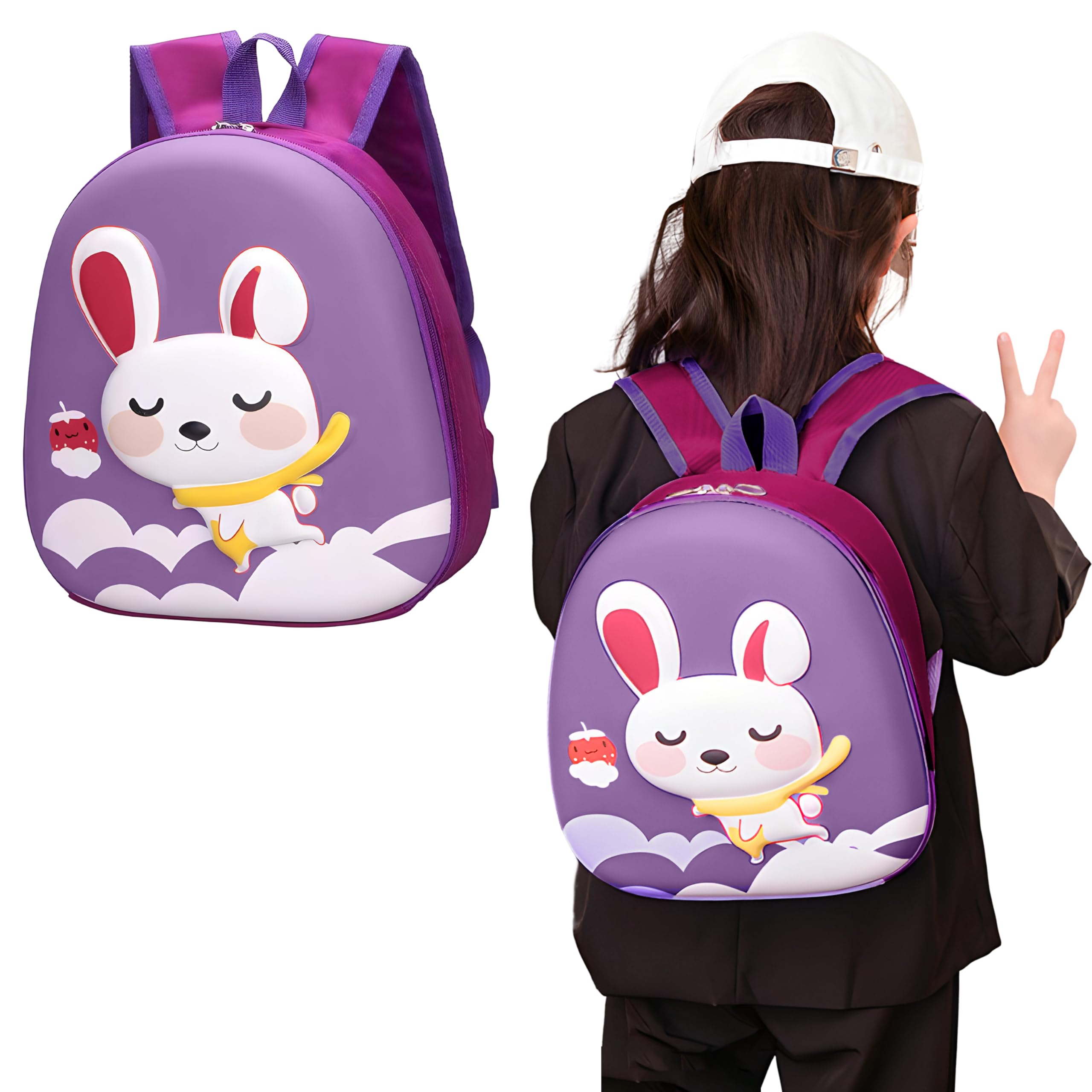 Bembika School Bag The Perfect Children Backpack and School Bags for Kids Compact Stylish Backpack for Kids Exceptional-Quality Kids Kindergarten Backpack and Travel Backpack- (Rabbit|Purple)