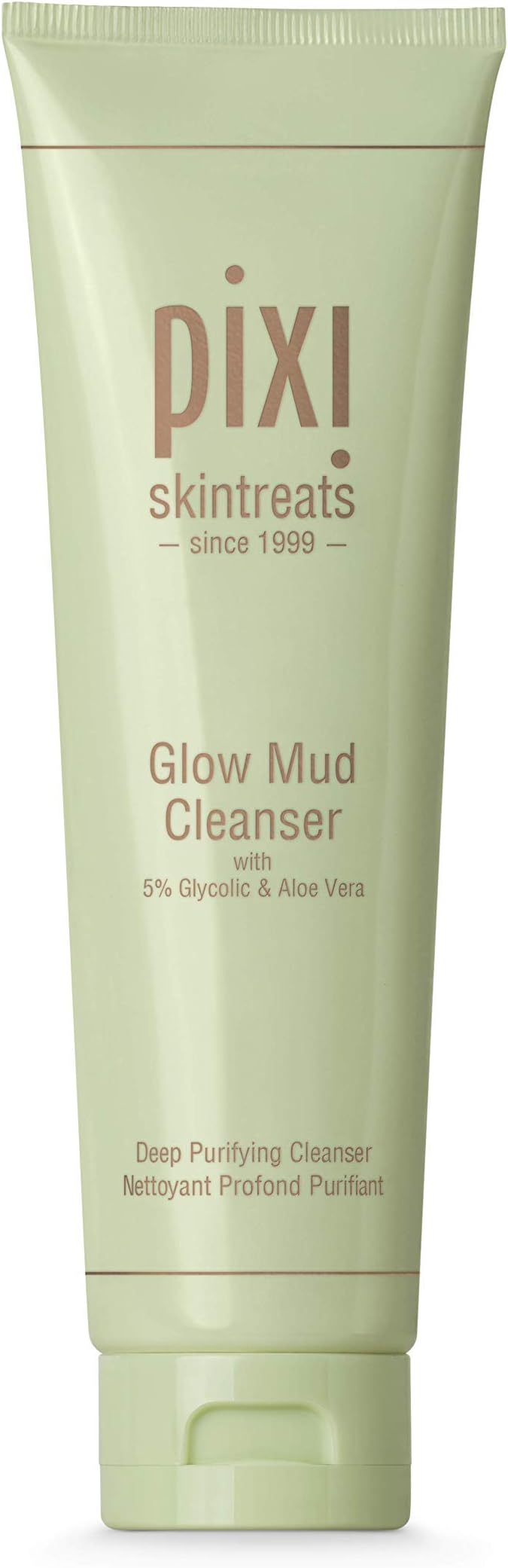 Pixi Glow Mud Cleanser | Purifying Daily Cleanser with 5% Glycolic Acid | Gently Exfoliates & Purifies Without Stripping | Deep Pore Cleanse & Brighten | 4.57 fl. oz / 135 ml