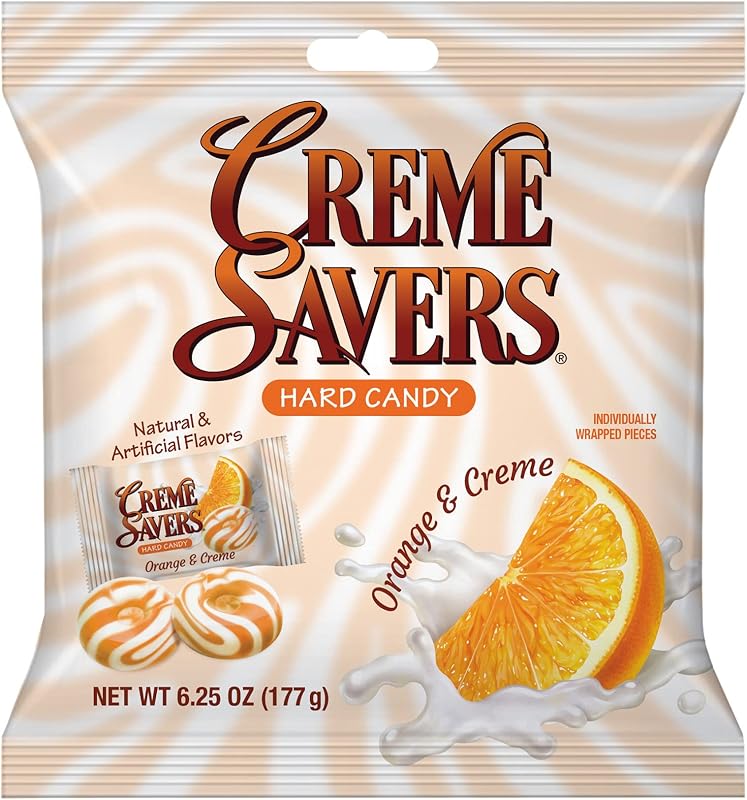 Creme Savers | Orange & Creme Hard Candy | 6.25 oz Bag | The classic taste of fresh orange swirled in rich cream. A traditional treat brought to you by Iconic Candy