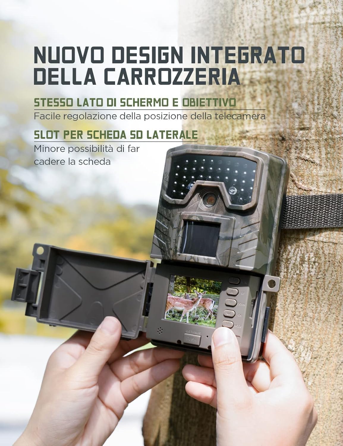 CEYOMUR Fototrappola 48MP 4K 30fps, Fotocamera caccia con IR Visione Notturna, Timer e Design Impermeabile IP66 con scheda SD da 32GB e batterie per la Caccia e l'osservazione la Fauna