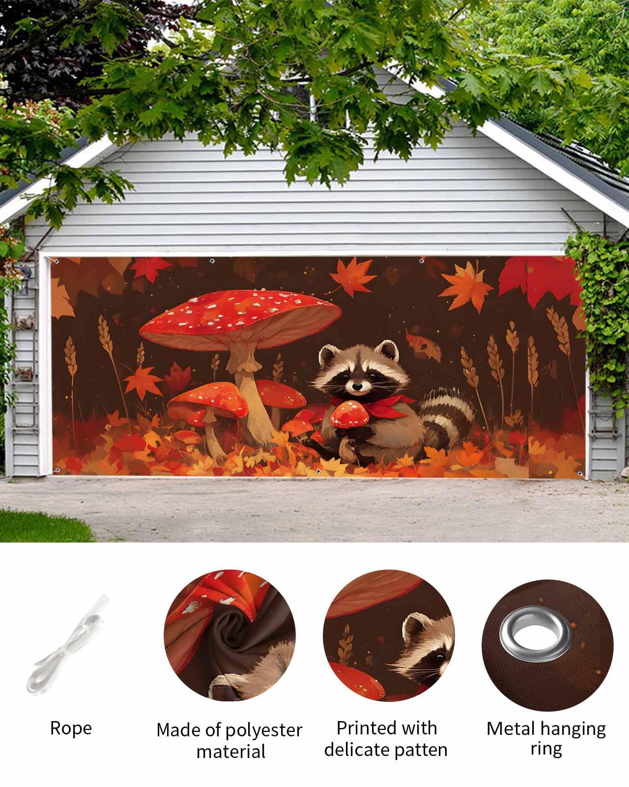 Majestic Lion Garage Door Cover – Autumn Wildlife Scene, 157x71 Inch, Outdoor/Indoor Decor For Fall Parties & Photos