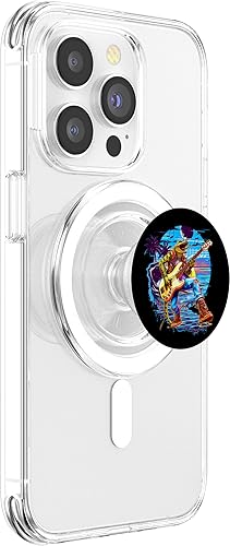Miniatura 3 de Retro 80s 90's Streetwear rocker lizard bass guitar player PopSockets MagSafe PopGrip for iPhone