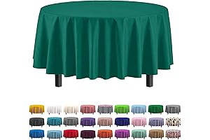 12-Pack Premium 84-Inch Round Plastic Tablecloths for Parties, Disposable Table Cover for...