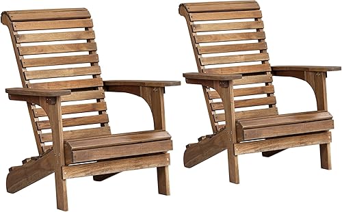 Miniatura 2 de Teal Island Designs Kenneth - Juego de 2 sillas Adirondack de madera natural