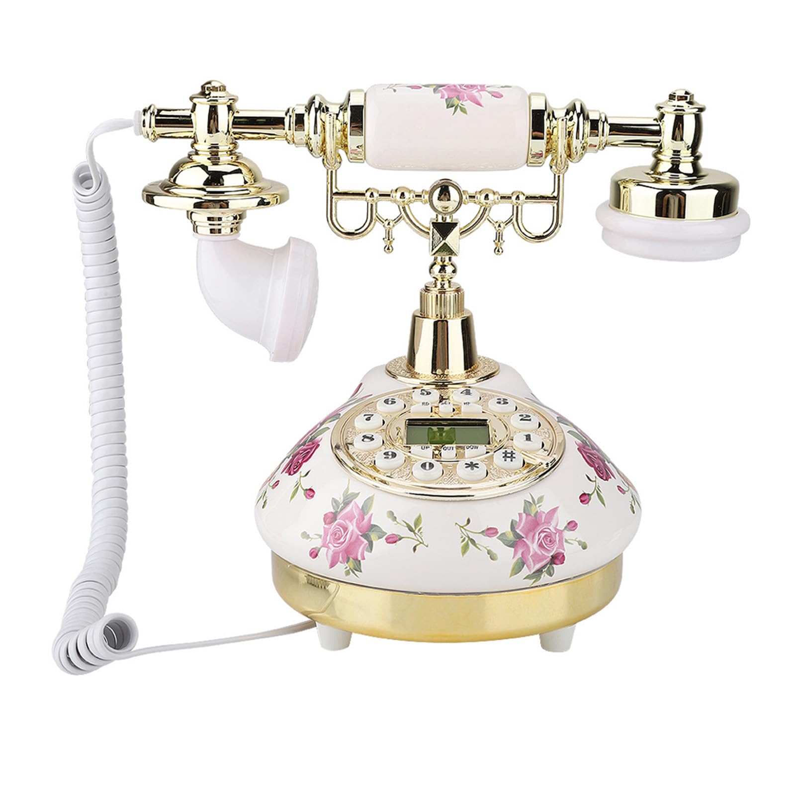 MS - 9101 Telefono d’epoca retrò in stile antico, telefono da ufficio in ceramica con schermo intelligente multiangolare e identificazione chiamante, per casa, studio, camera da