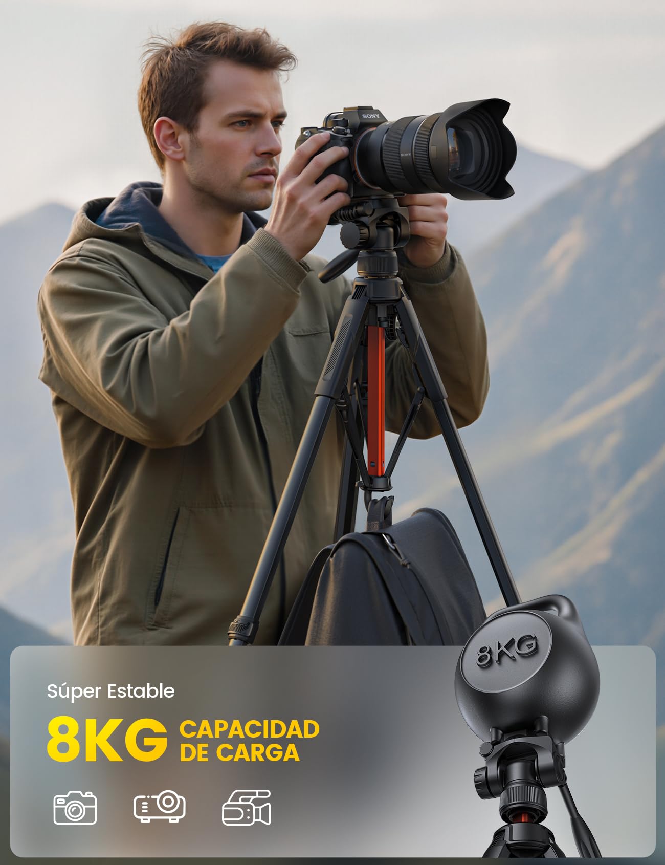Lamicall Trípode para Cámara, Tripode para Móvil - [Patentadas Patas de Despliegue Rápido] [8KG Carga Máxima] 3 Vías Cabezal Panorámico, Soporte Cámara con Clip de Teléfono, para DSLR, iPhone y GoPro