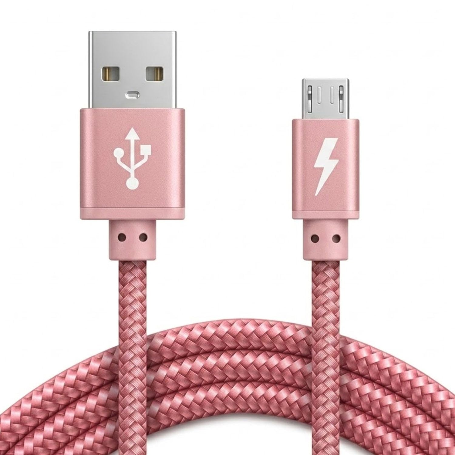 iSOUL Micro USB Cable, Rose Gold 3M Android Charger Cable 2.4A Nylon Braided Fast Charging Cables for PS4, Samsung Galaxy S7 S6 S5 J7 J5 J6 J3, Note, LG, Nexus, Nokia, Xbox, HTC,Sony, Kindle Fire
