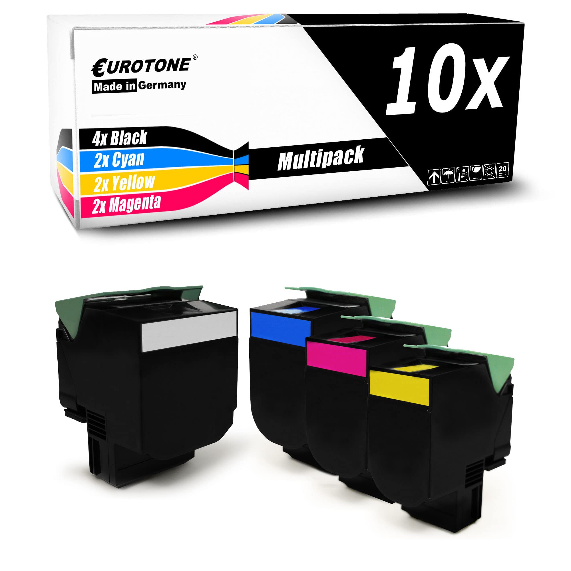 Eurotone Toner XL w zestawie 10x toner kompatybilny jako zamiennik do każdego Lexmark CS720 CS725 CX725 na ok. 7000 stron