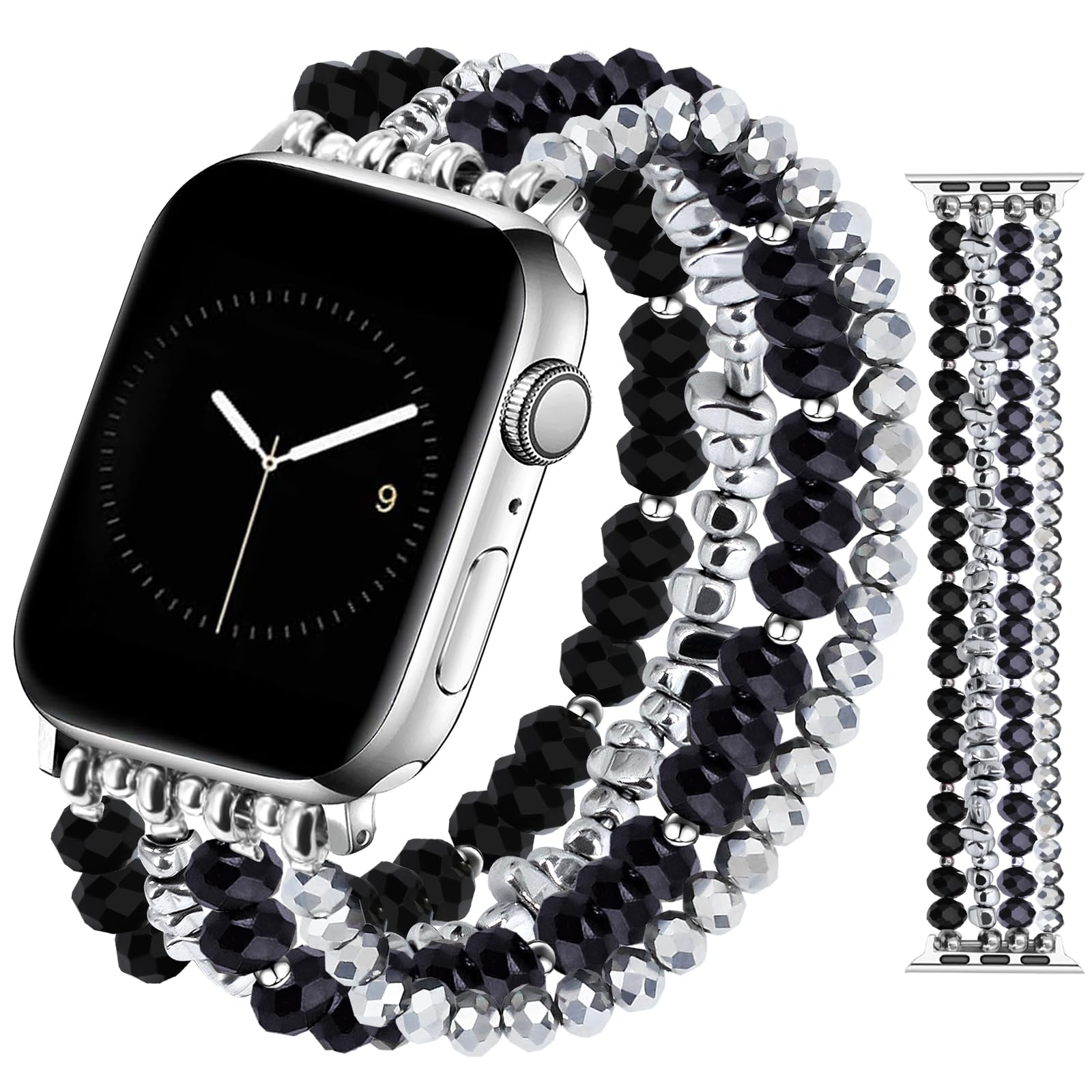 JR.DM Beaded Bracelet Band Women Compatible with Apple Watch 42mm(S3/2/1) 44/45/46/49mm Stretch Handmade Dressy Replacement Strap for iWatch Series 11