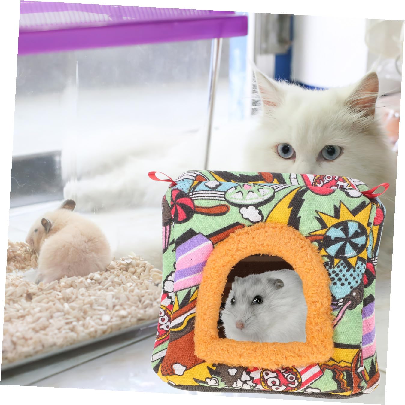 DOITOOL 3 Piezas Tienda Hamaca Nido De Pájaros Al Aire Libre Nido De Loros Casa Cálida para Hámster Tienda De Invierno Jaula De Hámster De Invierno Cama De Erizo Mini Mascota Largo Juguete