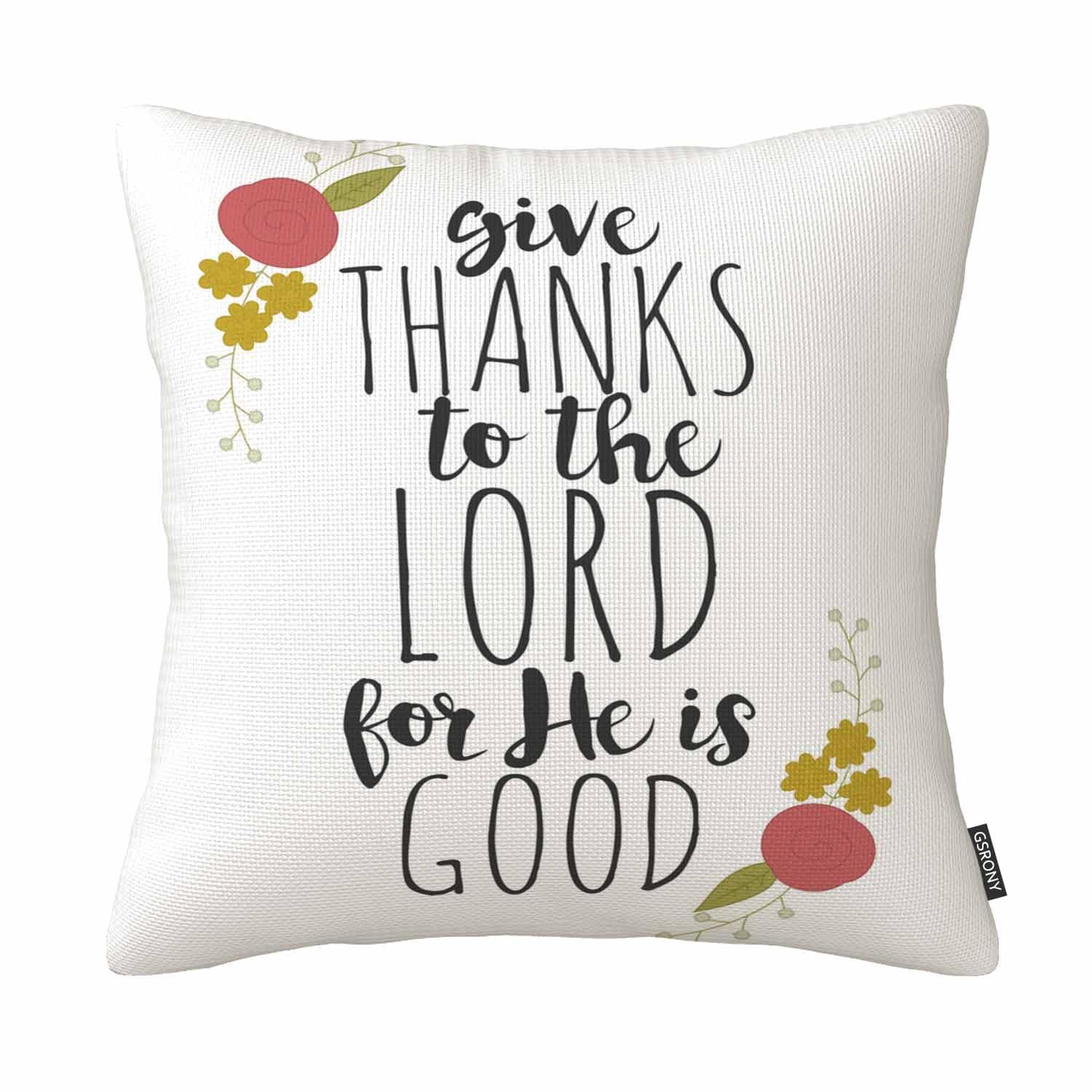 Gsrony Orange Blessing Quote Throw Pillow Covers Blessing Give Thanks Bella Bible Cushion Pillow Case Home Decor Pillowcase 18X18 Inches
