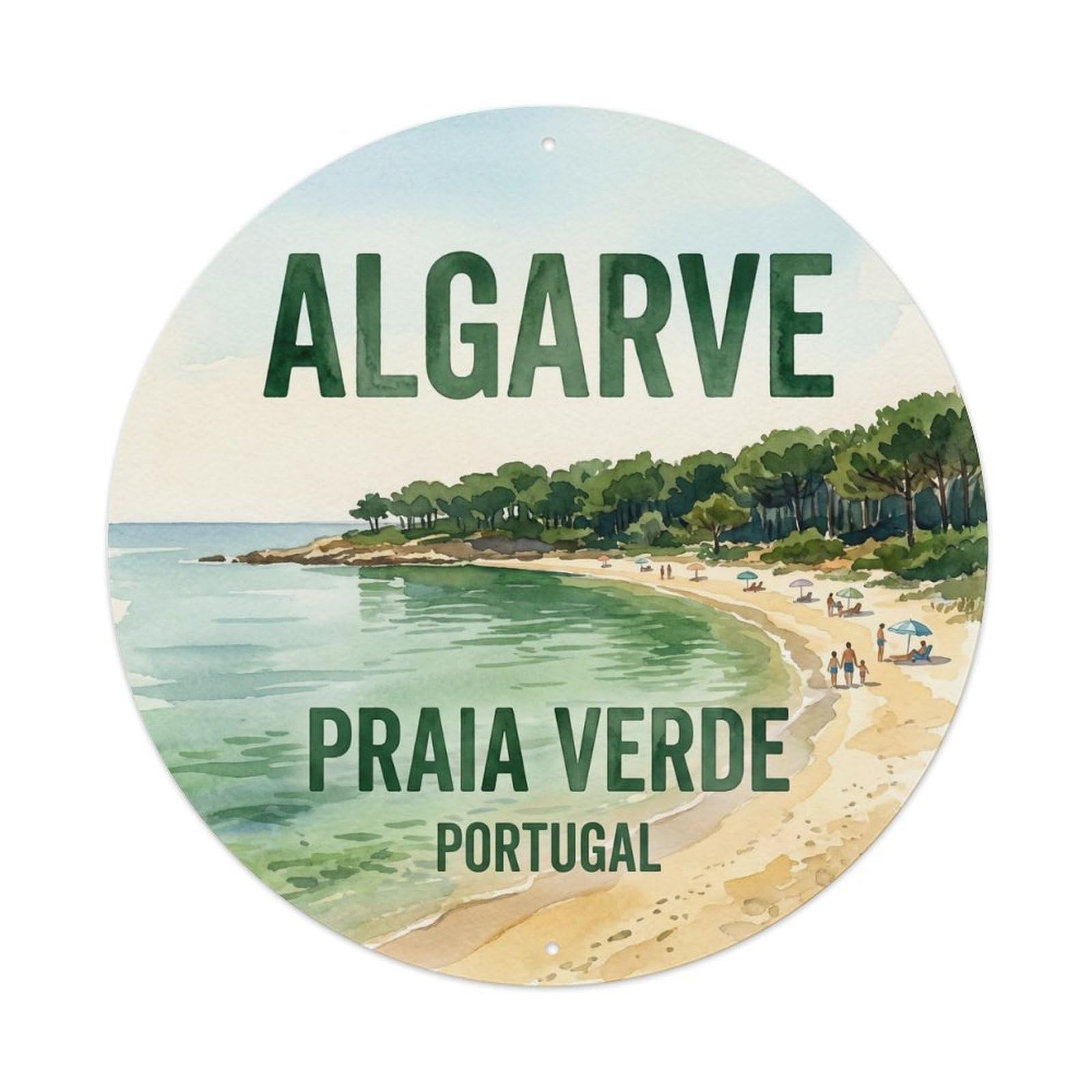 Olhnbad 08X08inch Style Cultural Portugal Algarve Coast Landscape Travel Art Metal Tin Sign