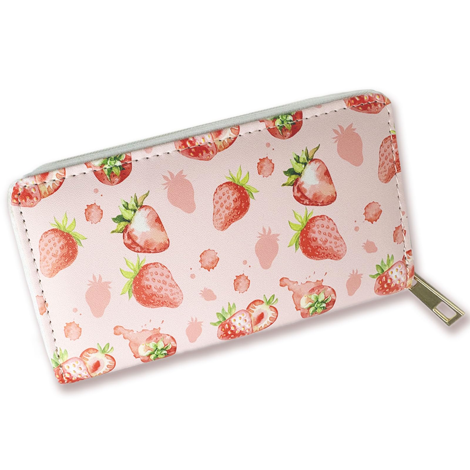 QZCYU Strawberry Wallet, Strawberry Wallet Gifts For Women, Cute Cash Clutch Long Billfold With Zipper Coin Pocket Ladies Girls, Modern Design