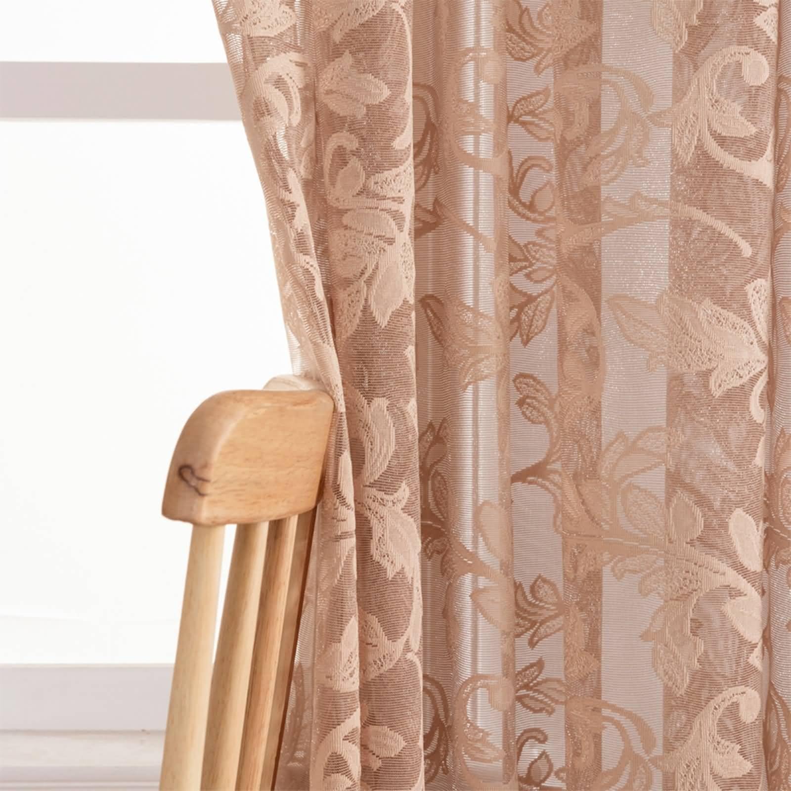Dekoracyjne zasłony, zasłony zaciemniające z poliestru, jasna kawa z gałązkami liści wzór 102 cm x 228 cm (szer. x wys.) - 2 szt