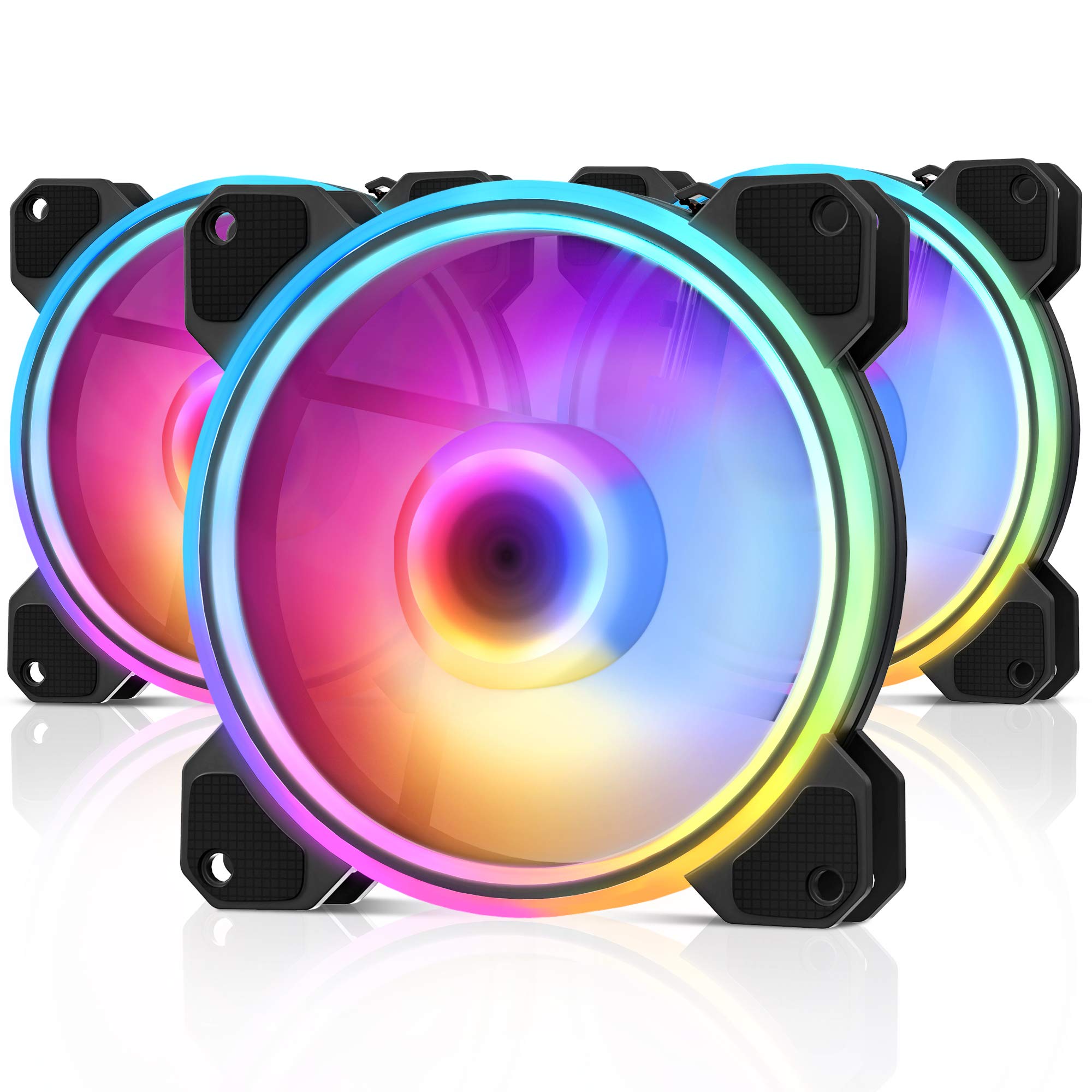 Case Fan 3 Pack Magic Moon Series, High Performance Cooling PC Fans - RGB Case Fans with Hydraulic Bearing - Low Noise Computer Fans for PC Case…